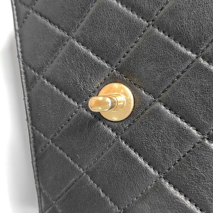 CHANEL EX FLAP Black Cowhide Quilted Monogram Shoulder Bag Crossbody with Gold Hardware, 27 Clasp-(SKU)-967025083