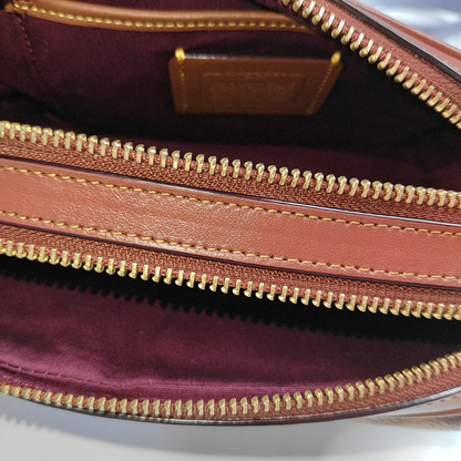 COACH WILLOW 20 Brown Leather Vintage Shoulder and Crossbody Bag Golden hardware Removable shoulder strap-(SKU)-943456010