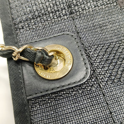 CHANEL DEAUVILLE Black Canvas Single Shoulder Bag Gold Hardware 29 Clasp-(SKU)-970344417