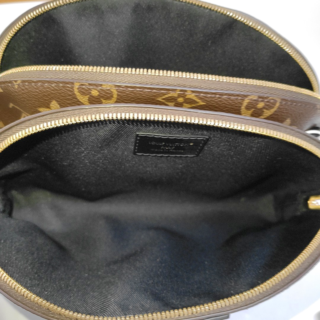 LOUIS VUITTON BE ALMA Brown coated canvas monogram shell bag shoulder bag crossbody bag with gold hardware 2 removable shoulder straps and complete accessories-(SKU)-960305671