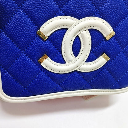 CHANEL FILIGREE Small Blue Quilted Lamb Skin Shoulder Bag with Chain Strap, Gold Hardware, 27 Flap-(SKU)-967130375