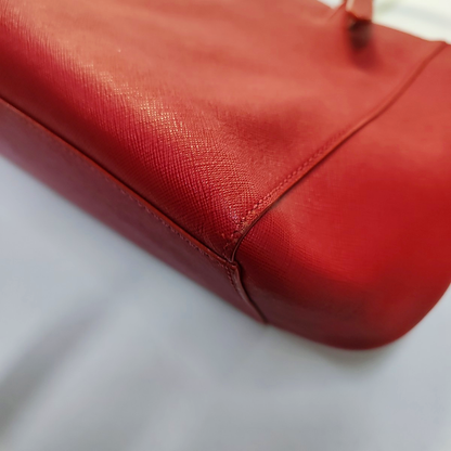 TORY BURCH York Red Leather Embossed Single Shoulder Bag Tote Bag Silver Hardware shoulder straps-(SKU)-944533691