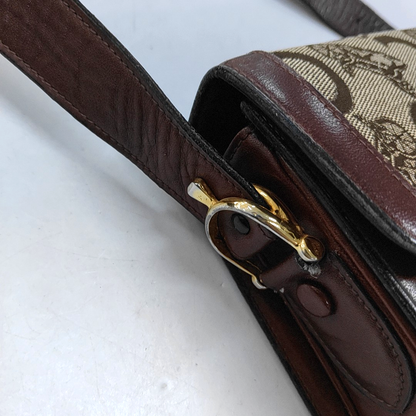 CELINE Khaki Canvas Floral Tofu Bag Single Shoulder Bag Tote Bag Golden hardware-(SKU)-950215776