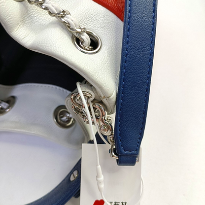 CHANEL DRAWSTRING Orange Lamb Skin Quilted Crossbody Shoulder Bag Tote Bag Silver Hardware 23K Clasp Removable Strap-(SKU)-946532284