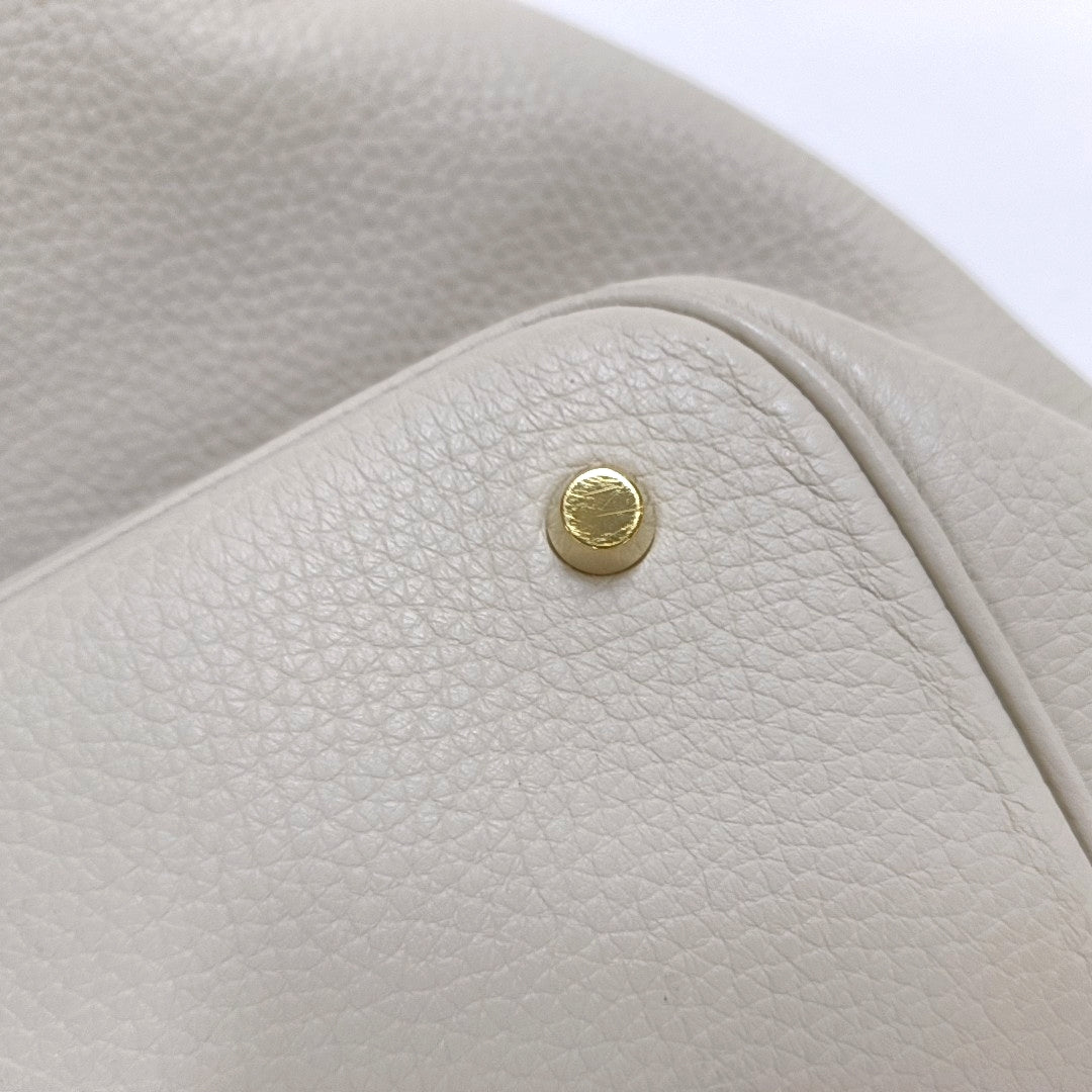 HERMÈS Picotin Lock 22 Cream White Clemence Leather Market Basket Tote Bag with Gold Hardware C-(SKU)-969979907