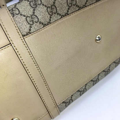 GUCCI GG Supreme Khaki Coated Canvas Monogrammed Single Shoulder Bag Tote Golden hardware Removable shoulder strap-(SKU)-944985050