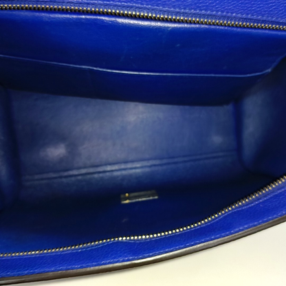 CELINE TRAPEZE Small size Blue Calfskin Swing Bag Single Shoulder Bag Handbag Golden hardware Removable shoulder strap-(SKU)-14291414