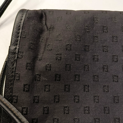 FENDI Black织物双F提花斜挎包 Silver Hardware-(SKU)-946021807