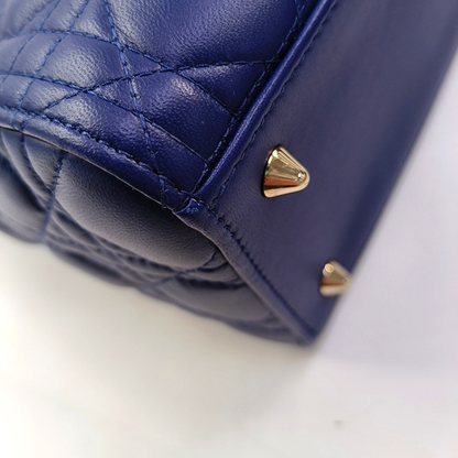 DIOR Lady Dior Medium Size Blue Lamb Skin Quilted Dior Bag Crossbody Shoulder Bag with Detachable Strap-(SKU)-958282075