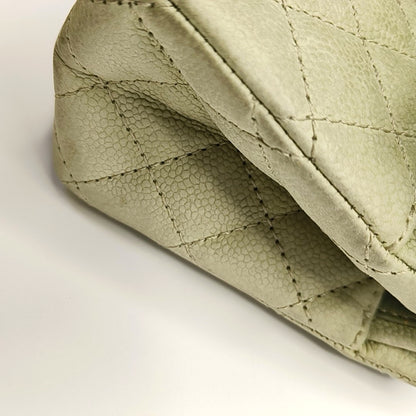 CHANEL 2.55 Green Calfskin Quilted Diamond Stitch Single Shoulder Bag Silver Hardware 17 Clasp-(SKU)-968981513
