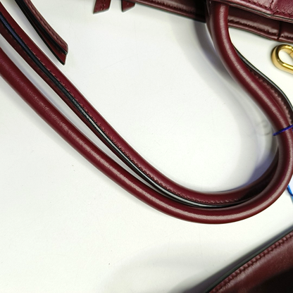 Miu Miu Burgundy leather handbag, single shoulder bag Golden hardware Removable shoulder strap-(SKU)-949081414