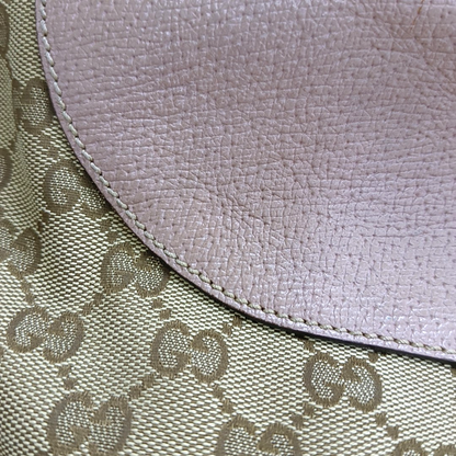 GUCCI Bree Khaki Canvas Monogram Tote Bag Single Shoulder Bag Golden hardware-(SKU)-959592766
