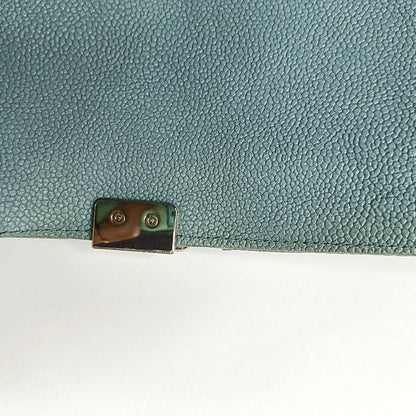 CHANEL BOY CHANEL Medium Green Calfskin Quilted Cannage Single Shoulder Bag, Crossbody Bag with Detachable Strap and Gold/Silver Hardware-(SKU)-969449479