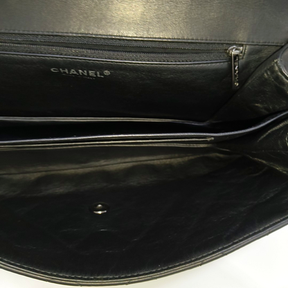 CHANEL BOY CHANEL Black Lamb Skin Quilted Single Shoulder Bag with Silver Hardware, 16 Clasp-(SKU)-961049514