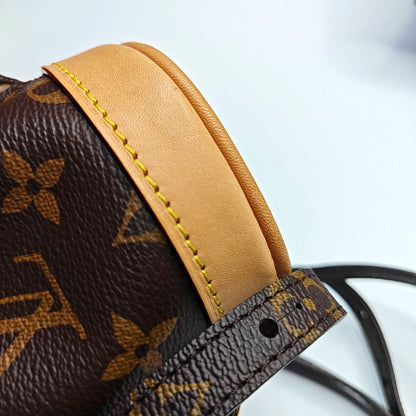 LOUIS VUITTON MONTSOURIS BB brown coated canvas Monogram backpack gold hardware 2 removable shoulder straps complete accessories-(SKU)-965720773