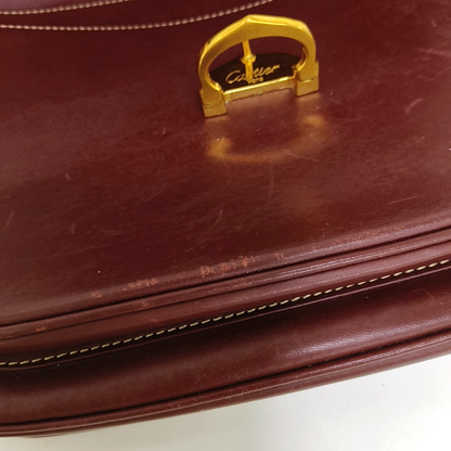 Cartier Burgundy Leather Single Shoulder Bag Golden hardware-(SKU)-940925520