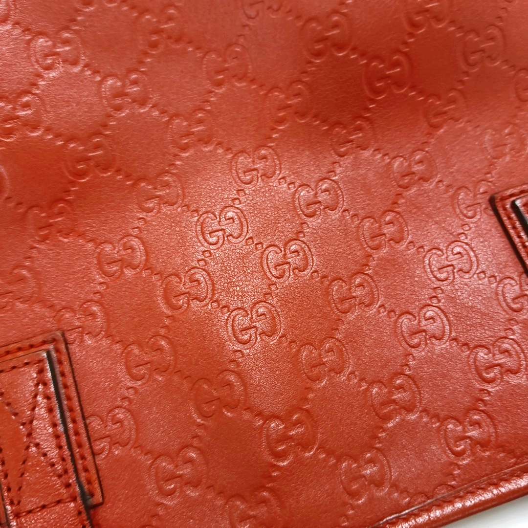 GUCCI GG Imprime Red leather monogram embossed crossbody shoulder tote handbag Golden hardware-(SKU)-954939048