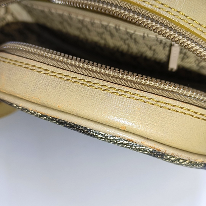 YSL Grey Coated Canvas Animal Print Crossbody Bag Single Shoulder Bag Black hardware-(SKU)-935282127