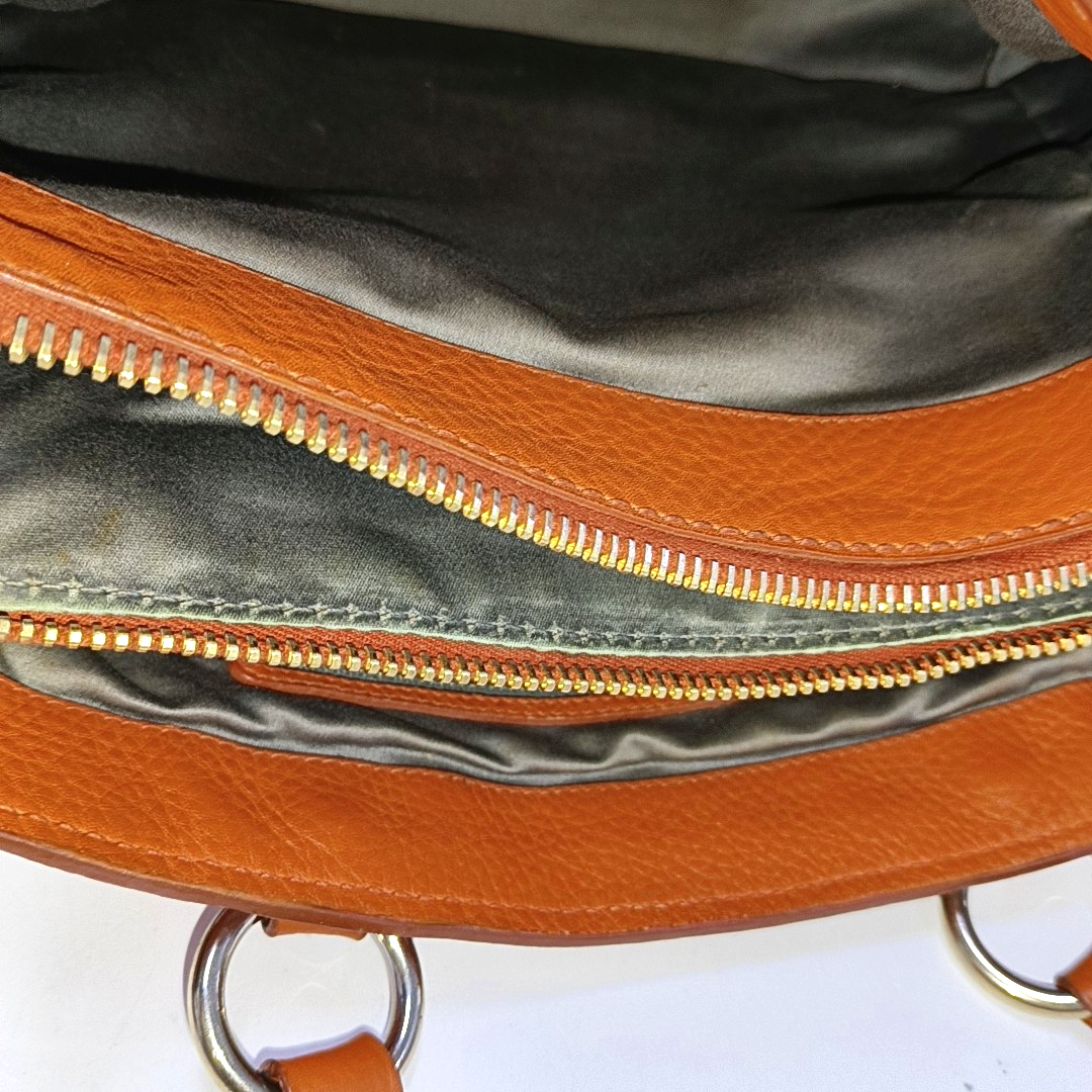 Miu Miu Tote bag Orange Cowhide Single Shoulder Bag Handbag Crossbody Bag Silver Hardware Removable shoulder strap-(SKU)-954144217
