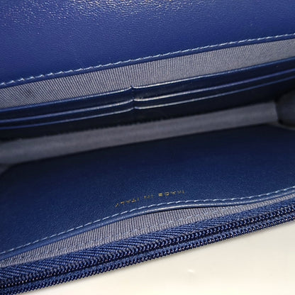 CHANEL 24B Dark Blue Lamb Skin Diamond Quilted Shoulder Bag Crossbody Bag Golden Hardware-(SKU)-965304712