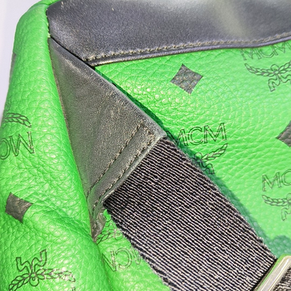 MCM STARK  Small size Green Coated Canvas Monogram Studs Backpack Handbag Silver Hardware Sub-bag-(SKU)-940018584