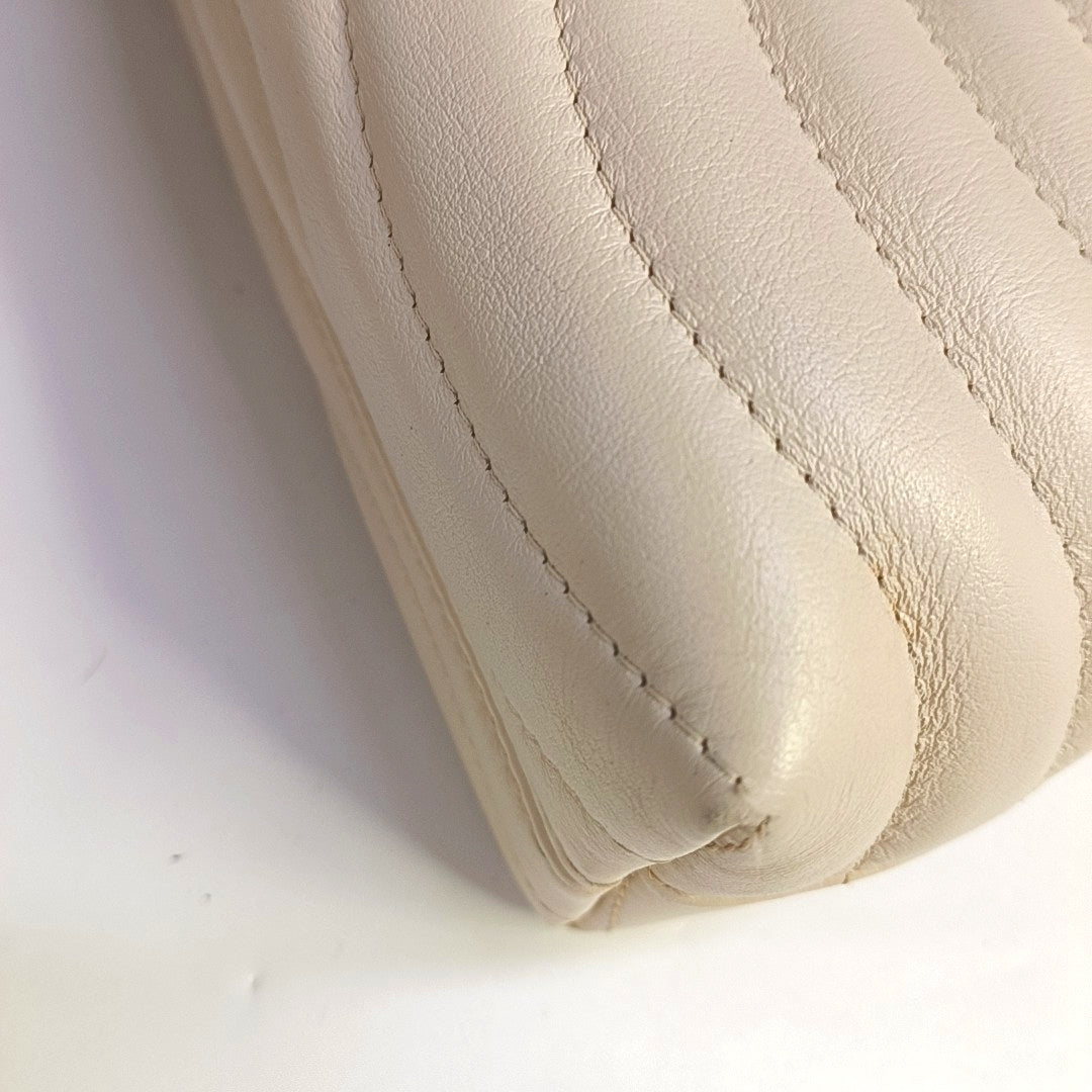 LOUIS VUITTON NEW WAVE Beige Leather Quilted Shoulder Bag Tote Bag with Detachable Strap-(SKU)-968960265