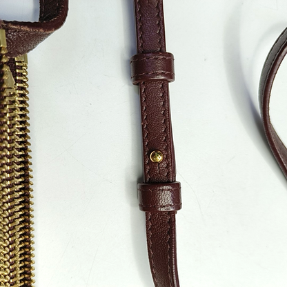 CELINE TRIO Small size Burgundy Lamb Skin Single Shoulder Bag Crossbody Golden hardware-(SKU)-952278283