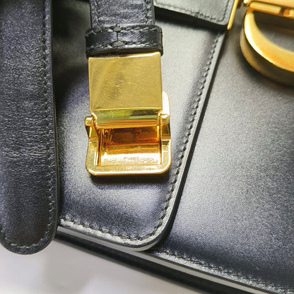 DIOR 30 Montaigne Black Leather Montaigne Bag Shoulder Bag Tote Bag Golden Hardware Removable Strap-(SKU)-966757024