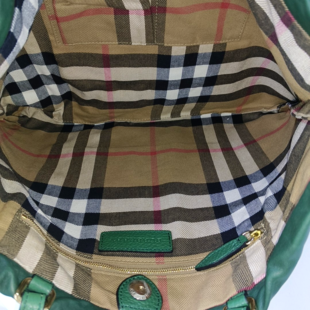 BURBERRY Green Leather Single Shoulder Bag Golden hardware Removable shoulder strap-(SKU)-959430773