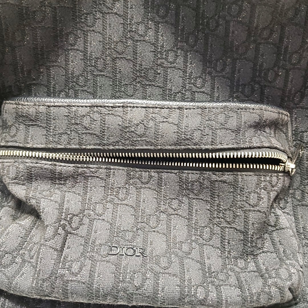 DIOR Rider Black Canvas Monogram Jacquard Backpack with Silver Hardware-(SKU)-970762004