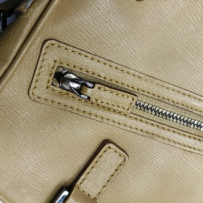 GUCCI Khaki Leather Tote Silver Hardware-(SKU)-945954036