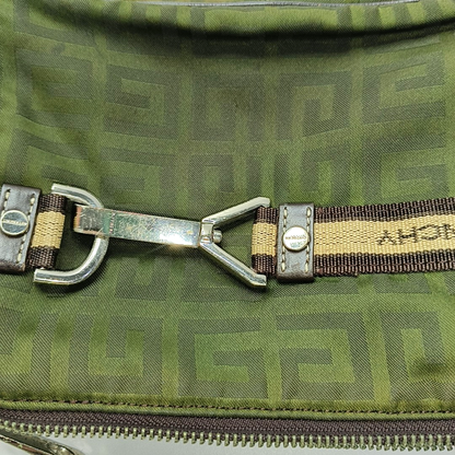 GIVENCHY Deep Green Fabric Floral Single Shoulder Bag Silver Hardware-(SKU)-931311105
