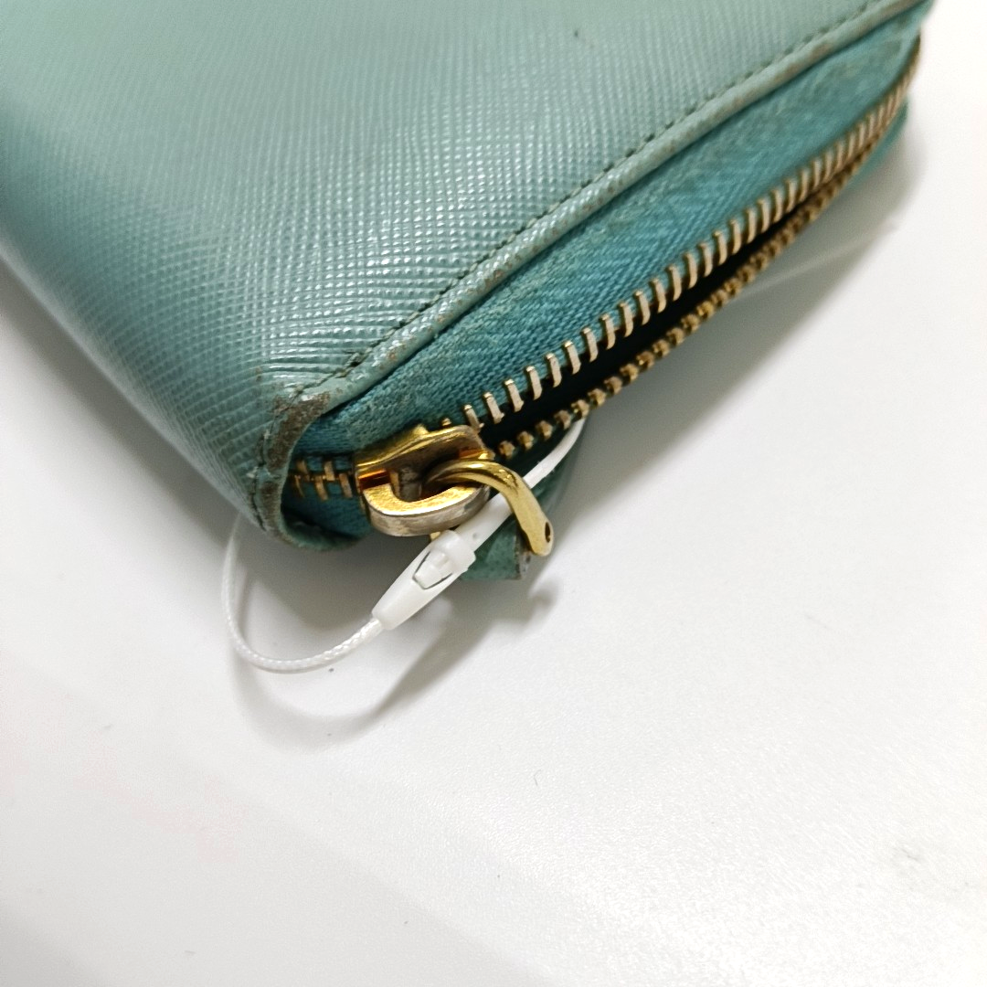 PRADA Green Calfskin Leather Cross Grain Wallet Golden hardware-(SKU)-954322773