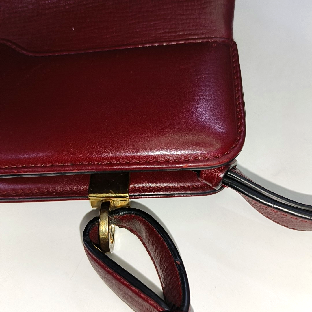 BVLGARI ISABELLA ROSSELLINI Burgundy Cowhide Single Shoulder Bag Handbag Crossbody Golden hardware Removable shoulder strap-(SKU)-931850112
