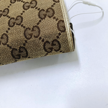 GUCCI Khaki Canvas Monogrammed Wallet Golden hardware-(SKU)-956740009