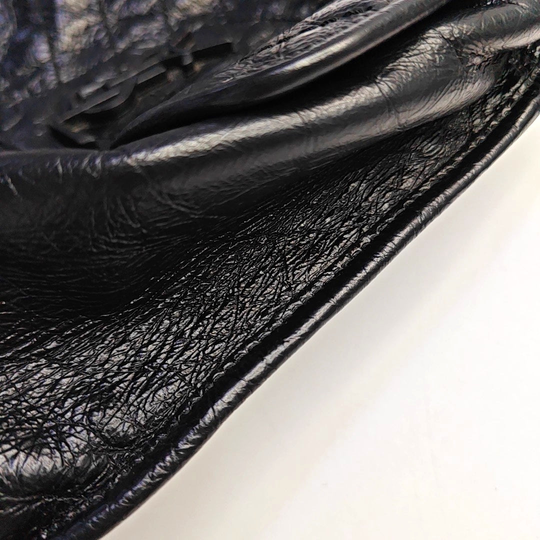 YSL NIKI Medium Size Black Leather Quilted V-Shape Shoulder Bag with Black Ruthenium Hardware-(SKU)-966134744