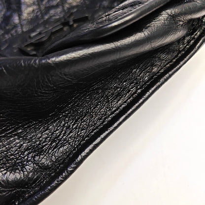 YSL NIKI Medium Size Black Leather Quilted V-Shape Shoulder Bag with Black Ruthenium Hardware-(SKU)-966134744