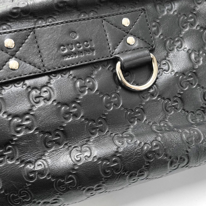 GUCCI Black cowhide monogram embossed handbag Silver Hardware-(SKU)-951637057