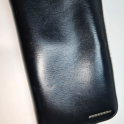 BURBERRY Black Cowhide Wallet Silver Hardware-(SKU)-938007863