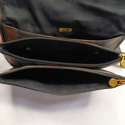 FENDI Pequin Brown Coated Canvas Relief Single Shoulder Bag Crossbody Bag Golden hardware-(SKU)-943935184