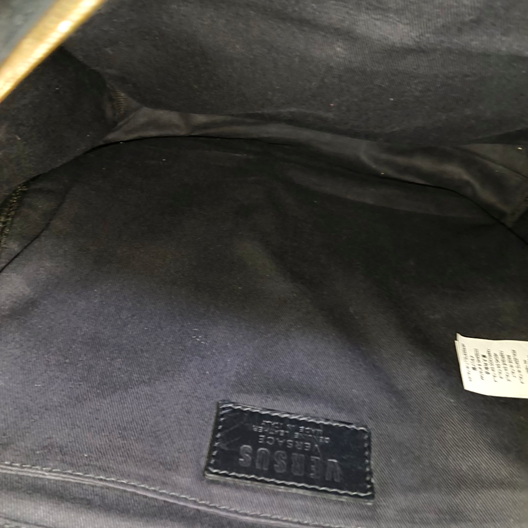 VERSUS VERSACE Black Leather Backpack Golden hardware-(SKU)-939542774