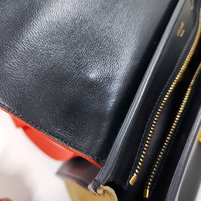 CELINE TRAPEZE Small size Multicolor Calf Leather Hammock Bag Crossbody Handbag Single Shoulder Bag Golden hardware Removable shoulder strap-(SKU)-945399708