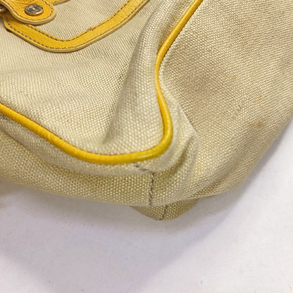 CELINE BOOGIE Yellow Canvas Tote Bag Silver Hardware-(SKU)-952465715