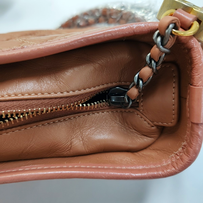 CHANEL GABRIELLE Small Burgundy Leather Quilted Hobo Bag with Shoulder Strap, Gold Silver Hardware, 24 Opening, Detachable Strap-(SKU)-954161489