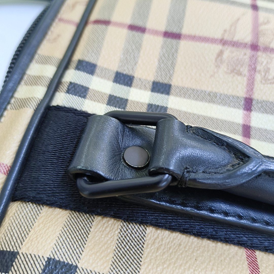BURBERRY Multicolor Coated Canvas Battle Horse Plaid Handbag Black hardware-(SKU)-947581413