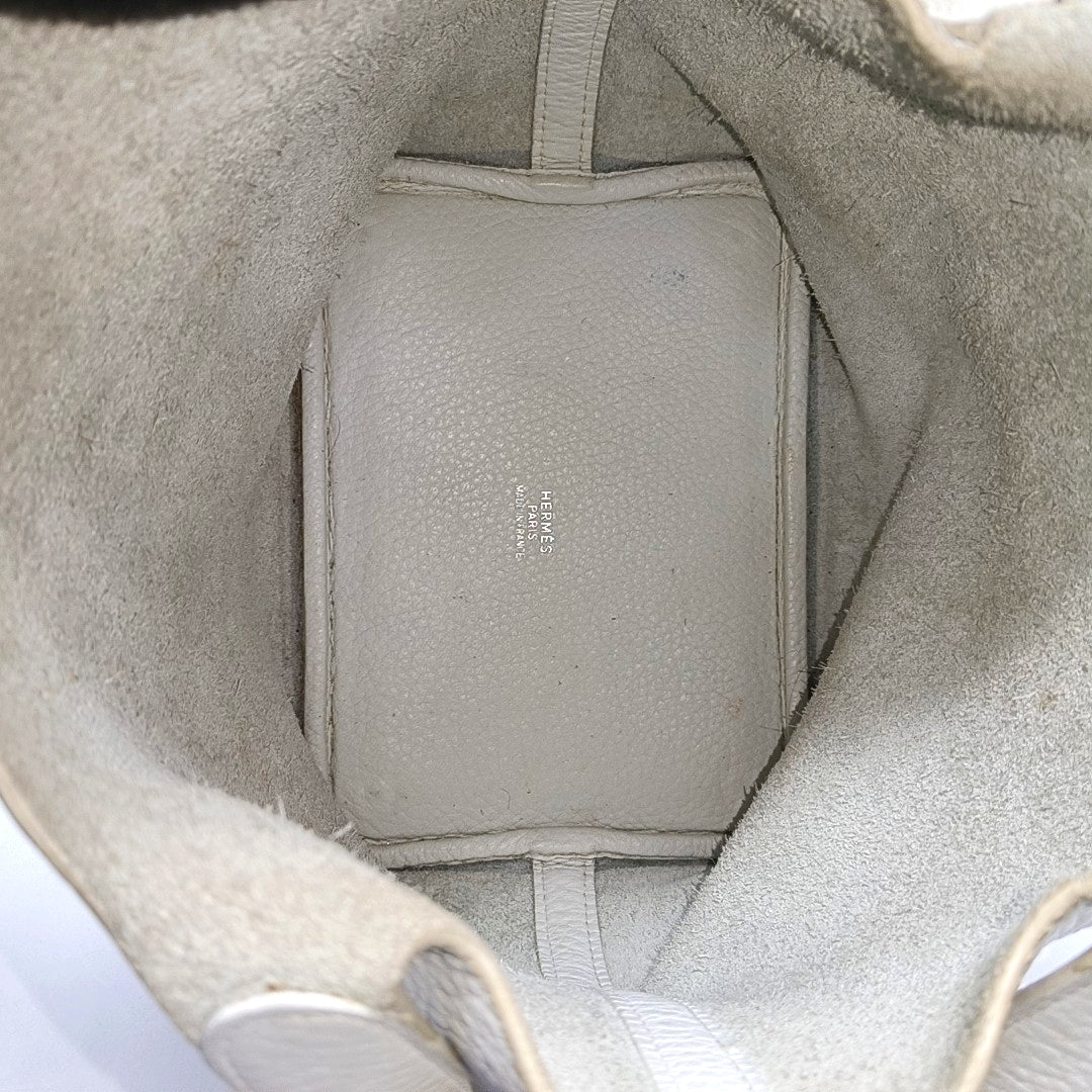 HERMÈS Picotin 18 White Clemence Leather Basket Handbag Silver Hardware 🄵 Engraving-(SKU)-971056955