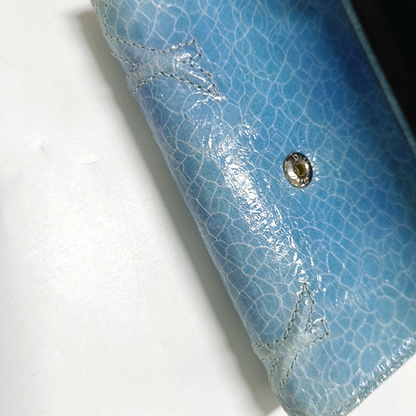 DIOR Diorama Blue Cowhide Herringbone Quilted Shield Bag Wallet Silver Hardware-(SKU)-958202487