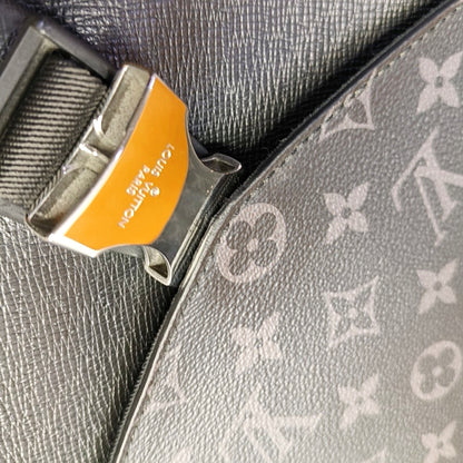 LOUIS VUITTON TAIGARAMA Black Coated Canvas Monogram Tote Shoulder Bag with Silver Hardware-(SKU)-965640486