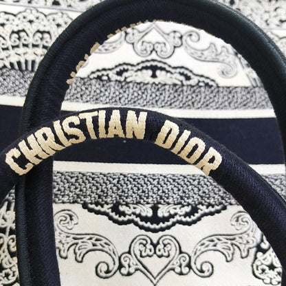 DIOR Book Tote Medium Black Canvas Embroidered Handbag-(SKU)-970100045