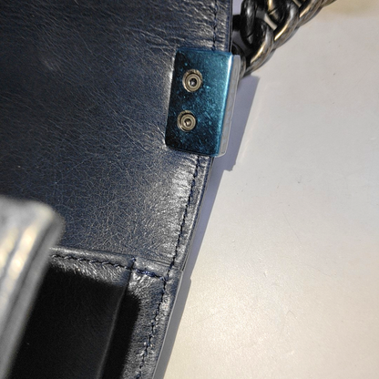 CHANEL BOY CHANEL Large Dark Blue Calfskin Quilted Shoulder Bag Backpack with Detachable Strap Rhodium Hardware 21 Compartments-(SKU)-931094440